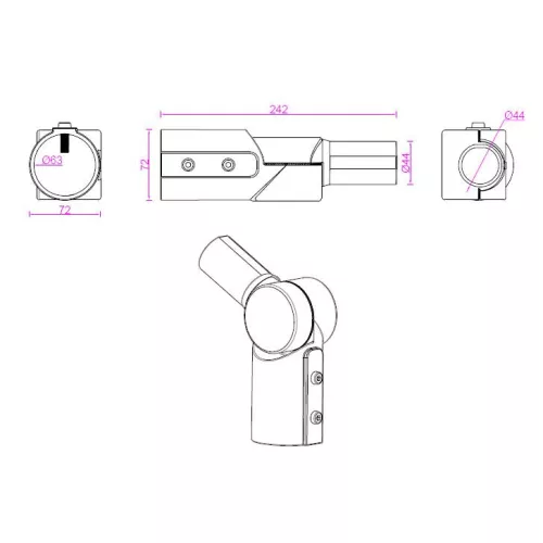 Masterled világítóoszlop adapter 60mm-40mm fekete