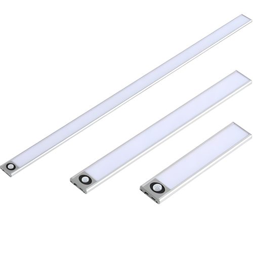 LED szekrény alatti lámpa öntapadó bútorcsík 2W 4500K 40cm mozgásérzékelővel ezüst