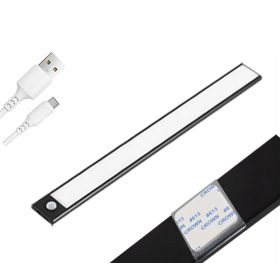   LED szekrény alatti lámpa 3 W CCT 60 cm-es bútorszalag mozgásérzékelővel, fekete