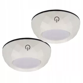   2x LED öntapadó kerek szekrény alatti lámpa, 4000K 3xAAA elemes, fehér