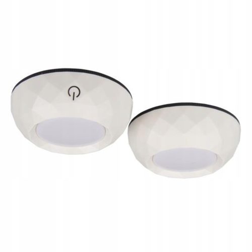 2x LED öntapadó kerek szekrény alatti lámpa, 4000K 3xAAA elemes, fehér