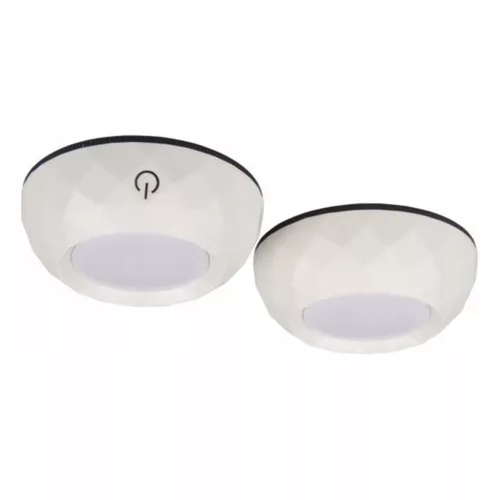 2x LED öntapadó kerek szekrény alatti lámpa, 4000K 3xAAA elemes, fehér