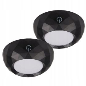   2x LED szekrény alatti lámpa öntapadó kerek, elemes 4000K 3xAAA fekete