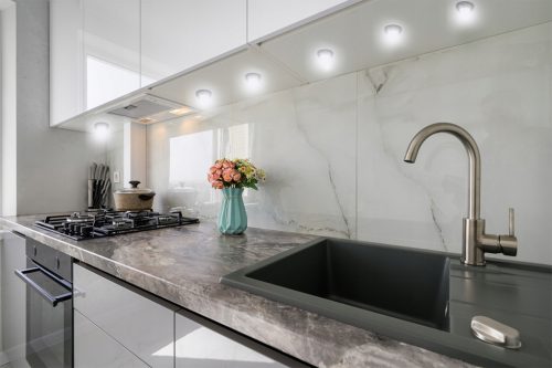 2x LED szekrény alatti lámpa öntapadó kerek, elemes 4000K 3xAAA fekete