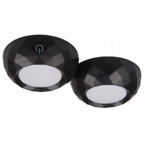 2x LED szekrény alatti lámpa öntapadó kerek, elemes 4000K 3xAAA fekete