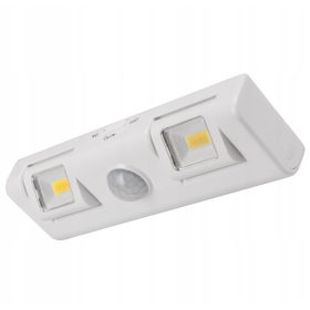   Öntapadó LED-es szekrény alatti lámpa mozgásérzékelővel, 4000K elem 2xAA, fehér