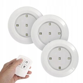   3x öntapadó LED-es szekrény alatti lámpa mozgásérzékelővel, 4000K elemmel 2xAAA fehér + távirányító