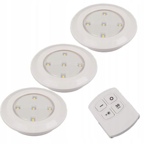 3x öntapadó LED-es szekrény alatti lámpa mozgásérzékelővel, 4000K elemmel 2xAAA fehér + távirányító