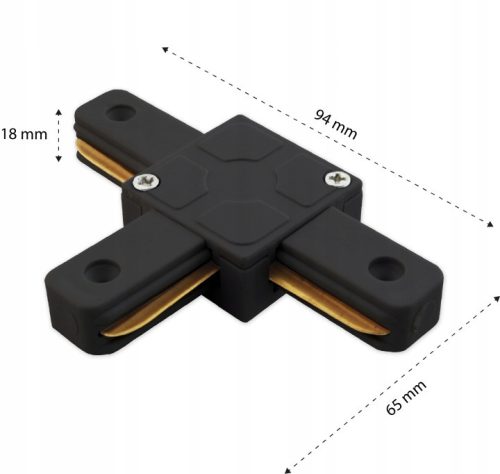Csatlakozó 1 fázisú, T típusú világítósínhez, fekete, ZX Masterled