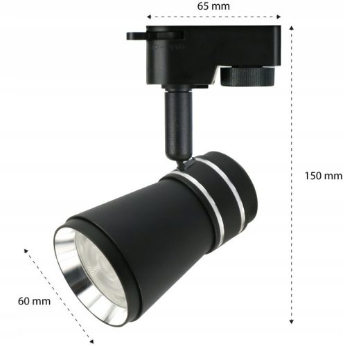 Reflektor 1 fázisú GU10 sínhez, Fekete, Ezüst, Matt, Silvio Masterled