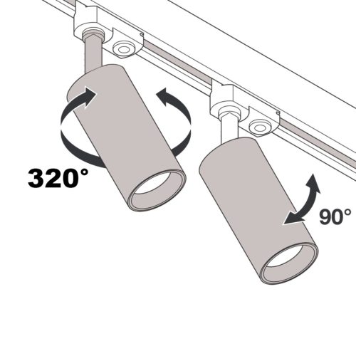 GU10 fekete sínlámpa háromfázisú sínekhez