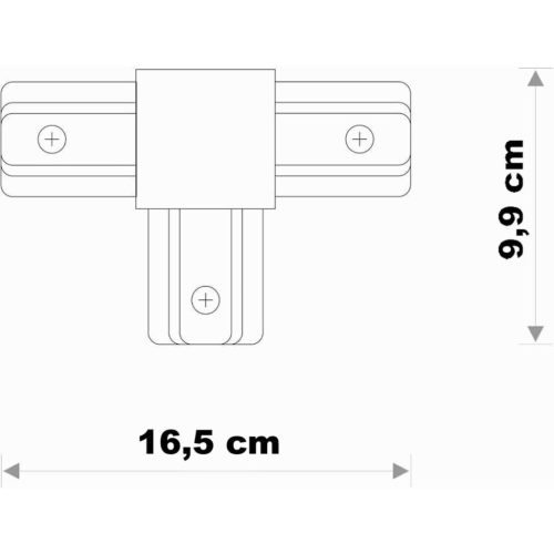 Triple Tee csatlakozó háromfázisú gyűjtősínekhez, fekete