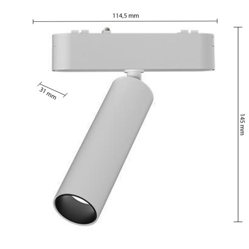 LED Sínreflex lámpa, mágneses, mozgatható, 7W, 4000K, semleges, CRI90, spotlámpa, 48V, 36°, matt fehér, Luxo Masterled