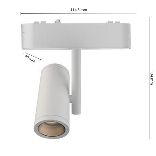 LED Sínreflex lámpa, mágneses, mozgatható, 8W, 4000K, semleges, CRI90, spotlámpa, 48V, 36°, matt fehér, Luxo Masterled