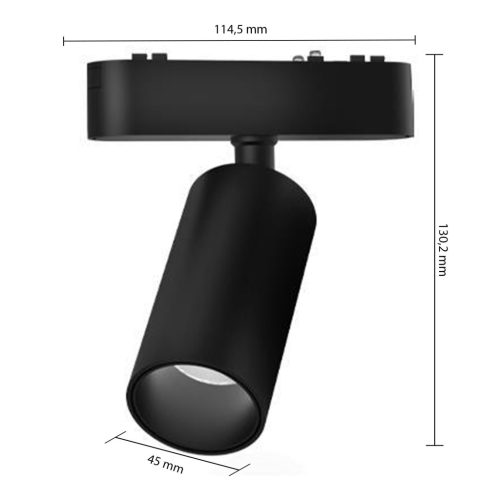 LED Sínreflex lámpa, mágneses, mozgatható, 12W, 4000K, semleges, CRI90, spotlámpa, 48V, 36°, matt fekete, Luxo Masterled
