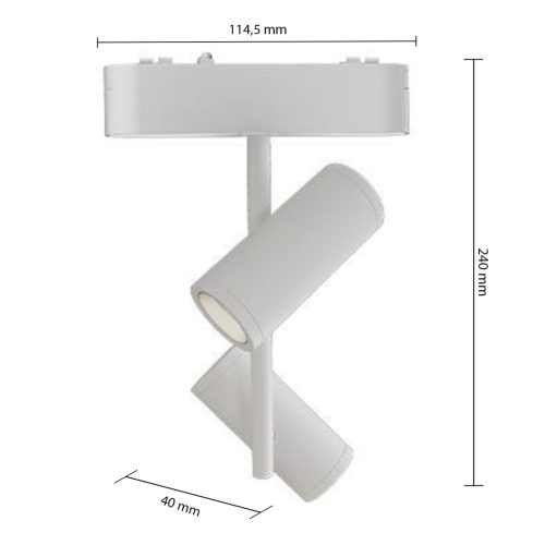 LED Sínreflex lámpa, mágneses, mozgatható, 16W, 4000K, semleges, CRI90, spotlámpa, 48V, 36°, matt fehér, Luxo Masterled