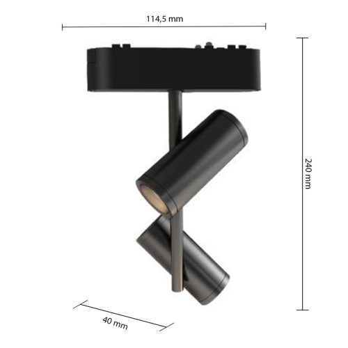 LED Sínreflex spotlámpa, mágneses, mozgatható, 16W, 4000K, semleges, CRI90, spotlámpa, 48V, 36°, matt fekete, Luxo Masterled