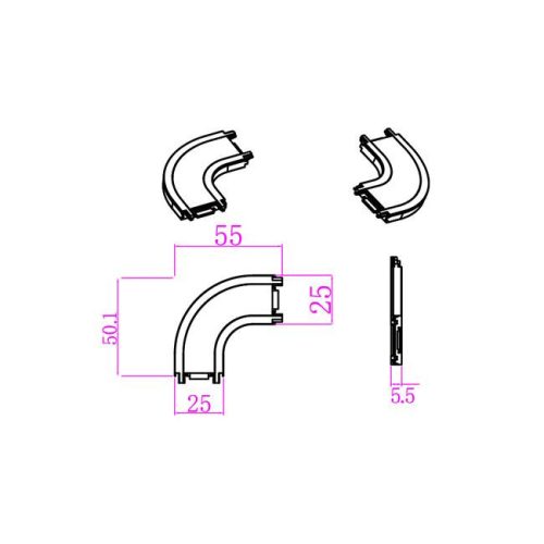 Csatlakozó felületre szerelt mágneses sínhez L típus 48V fekete Luxo Masterled