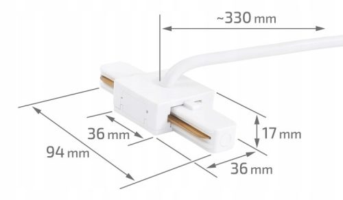 1 fázisú tápegység, I. típusú világítási síncsatlakozó, fehér HQ Masterled tápkábellel