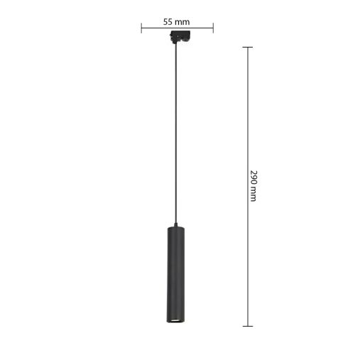 Keon Masterled GU10 sínre szerelhető mennyezeti lámpa, függesztett lámpatest, 1 fázisú sín, matt fekete