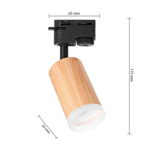 Reflektor 1 fázisú GU10 sínhez, fekete-barna, matt fa, Masterled