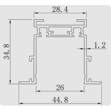 Mágneses sín, süllyesztett, középponttal, 48V, matt fekete, 2m, Luxo Masterled