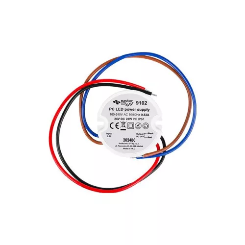 LED tápegység, falba építhető, kültéri, 24V, 20W, 0.83A, IP67, Masterled