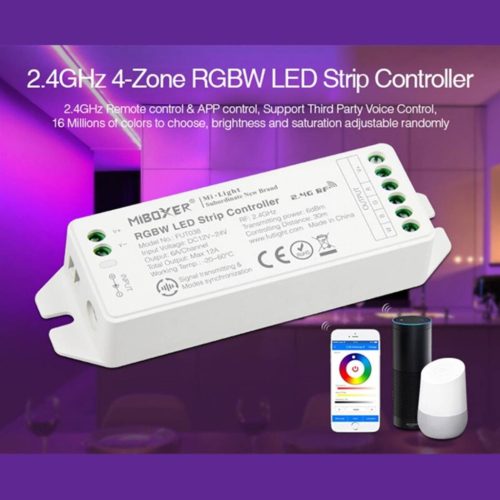 Vezérlő RGB+W LED szalag vezérlő 12/24V 12A Mi-Light Wi-Fi FUT038M