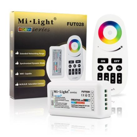 Vezérlő RGB+W LED szalagokhoz RECEIVER + RF Wi-Fi Mi-Light távirányító - FUT028