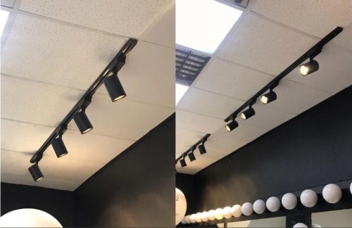 Egyfázisú fekete gyűjtősín 1,5 m-es nyomtávú spotlámpákhoz