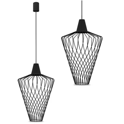 WAVE L 8856 Nowodvorski mennyezeti lámpa fekete E27 függesztett drót acél ⌀40 cm minimalista