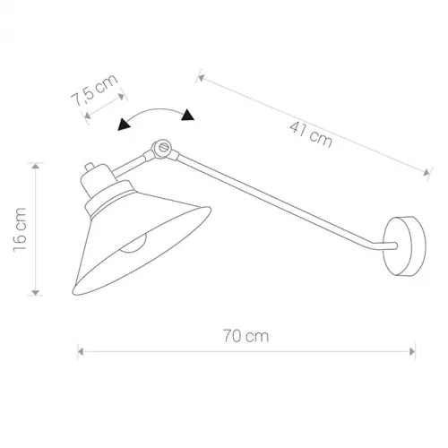 TECHNO 9145 Nowodvorski fali lámpa fekete-fehér E27 fali lámpa széles loft acél