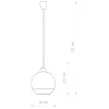 GLOBE 5763 Nowodvorski mennyezeti lámpa réz E27 függesztett golyós acél+üveg ⌀20 cm modern