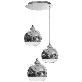  GLOBE 9306 Nowodvorski mennyezeti lámpa ezüst 3xE27 függesztett golyós acél+üveg ⌀35 cm modern