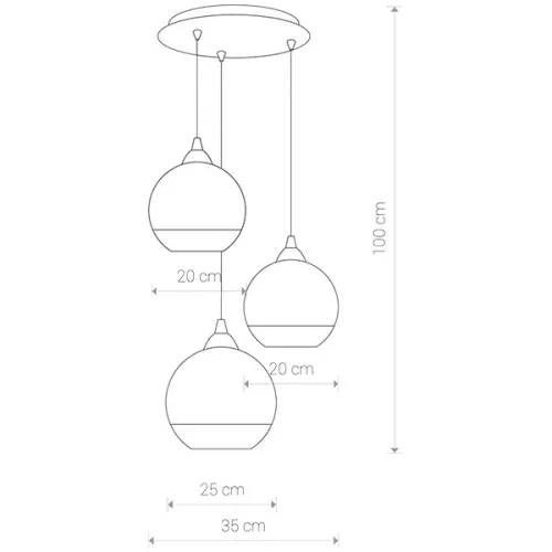 GLOBE 9307 Nowodvorski mennyezeti lámpa réz 3xE27 függesztett golyós acél+üveg ⌀35 cm modern