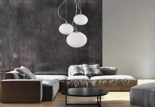 NUAGE 7027 Nowodvorski mennyezeti lámpa fehér 3xE27 függesztett üvegbúra acél+üveg ⌀35 cm modern