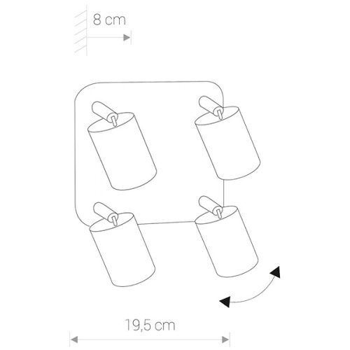 EYE Spot 6017 Nowodvorski fali lámpa fehér 4xGU10 fali lámpa mozgatható acél + üveg minimalista