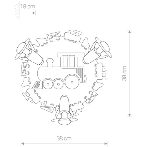 TRAIN 4064 Nowodvorski fali lámpa kék 3xE27/R50 gyermek acél fali lámpa