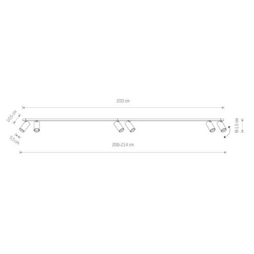 MONO VI 7770 Nowodvorski mennyezeti lámpa fekete és arany 6xGU10 felületre szerelhető szalagos spotlámpa 200cm modern