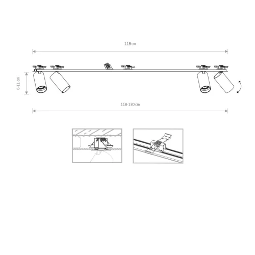 MONO SURFACE IV mennyezeti lámpa 7686 Nowodvorski fehér-arany 4xGU10 süllyesztett szalag 118cm modern spotlámpa