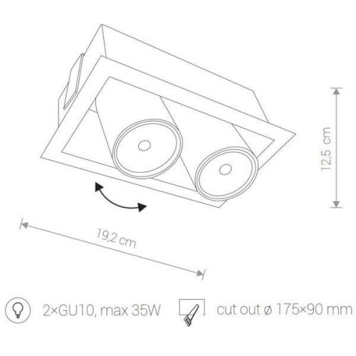 EYE MOD II mennyezeti lámpa 8940 Nowodvorski fekete 2xGU10 süllyesztett spot modern