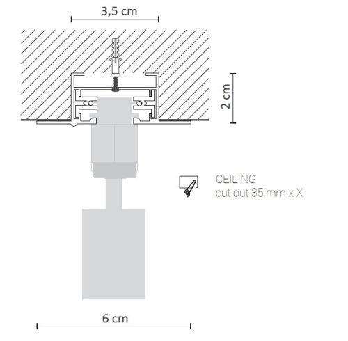 Süllyesztett gyűjtősín PROFIL SÜLÉTETŐ SÍN Fehér Egyfázisú gyűjtősín lámpákhoz 1m 9012 Nowodvorski