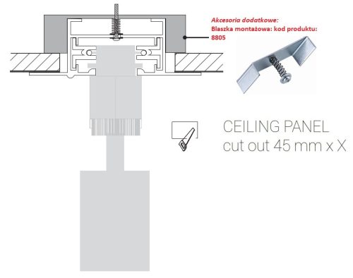 Süllyesztett gyűjtősín PROFIL SÜLÉLYEZETT SÍN Fekete Egyfázisú gyűjtősín lámpákhoz 2m 9015 Nowodvorski