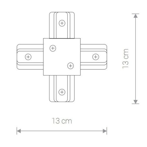 Négyszeres süllyesztett csatlakozó PROFIL süllyesztett X-CONNECTOR keresztfekete egyfázisú gyűjtősínekhez 8837 Nowodvorski