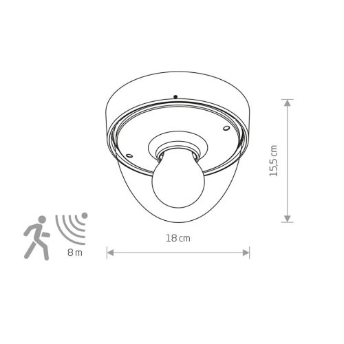 Kerti kültéri mennyezeti lámpa NOOK SENSOR 7971 E27 IP44 érzékelőpont fehér Nowodvorski