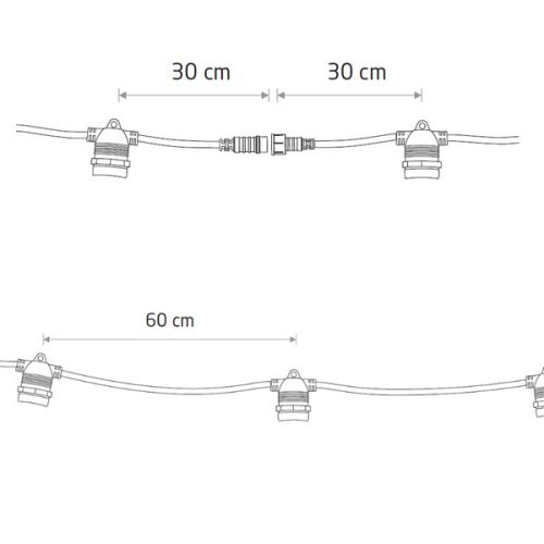 Outdoor Garden Girland fénylánc FESTOON LIGHTS 7873 10xE27 IP65 6m fekete Nowodvorski