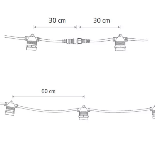 Outdoor Garden Girland fénylánc FESTOON LIGHTS 7872 15xE27 IP65 9m fekete Nowodvorski