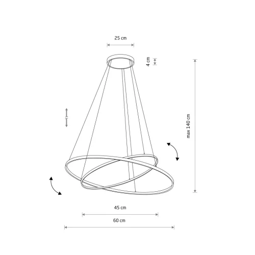 Mennyezeti lámpa, függő x LED, 35W, 1300lm, 4000K, semleges fekete, modern CIRCOLO LED 10864, Nowodvorski