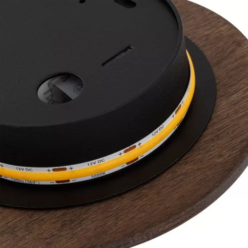 Fali lámpa, felületre szerelhető LED lámpa, 7W, 60lm, 3000K, melegbarna, skandináv, RING TIMBER LED S 11288, Nowodvorski