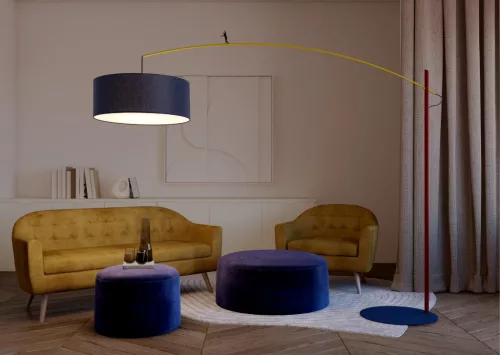 Állólámpa E27 sötétkék textil modern POISE Nowodvorski